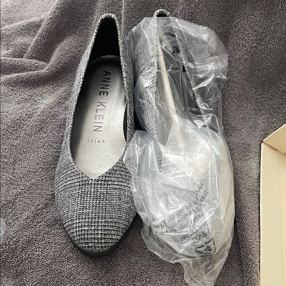 Anne Klein Black and White Tweed Slip-On Loafer - Picture 3 of 8